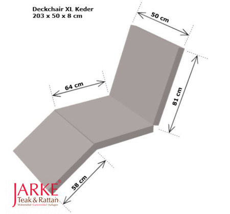 Deckchair XL Keder 203 x 50 x 8 cm