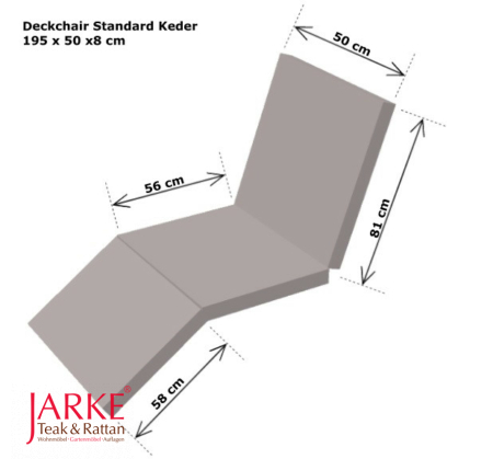 Deckchair Standard Keder 195 x 50 x 8 cm