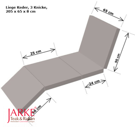 Liege Keder, 3 Knicke, 205 x 65 x 8 cm